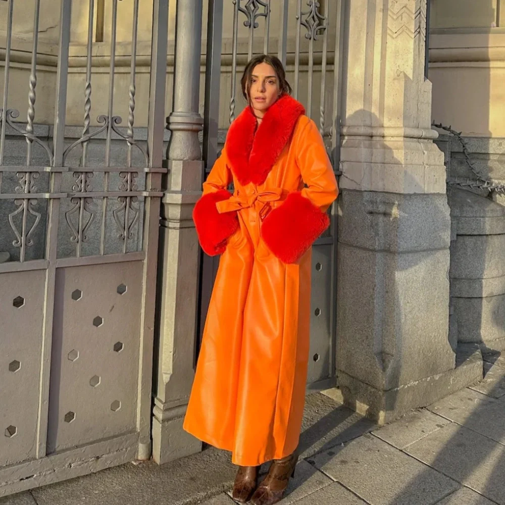 Elarmario De Madrid Stylish Orange and Red Women's Coat - Picture 6 of 8